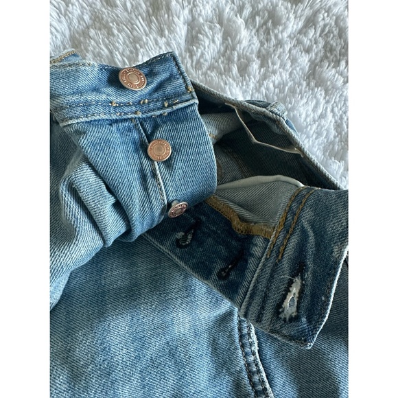 Free People Maggie Mid Rise Straight Leg Jeans Light Stone Wash - Picture 13 of 14